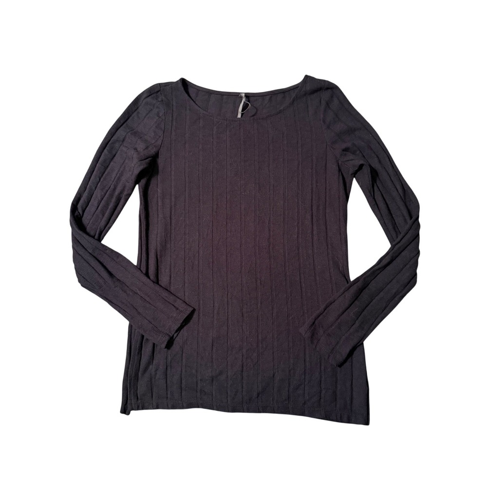 Anthropologie Ribbed‎ Long Sleeve Top Black L Made in Turkey